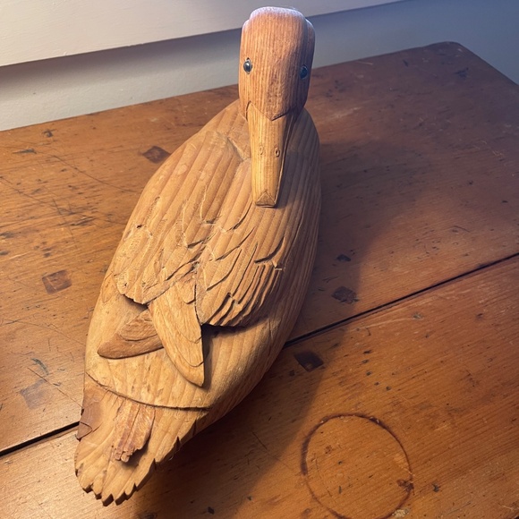 Hand Carved Solid Wooden Duck Decoy - Picture 3 of 5